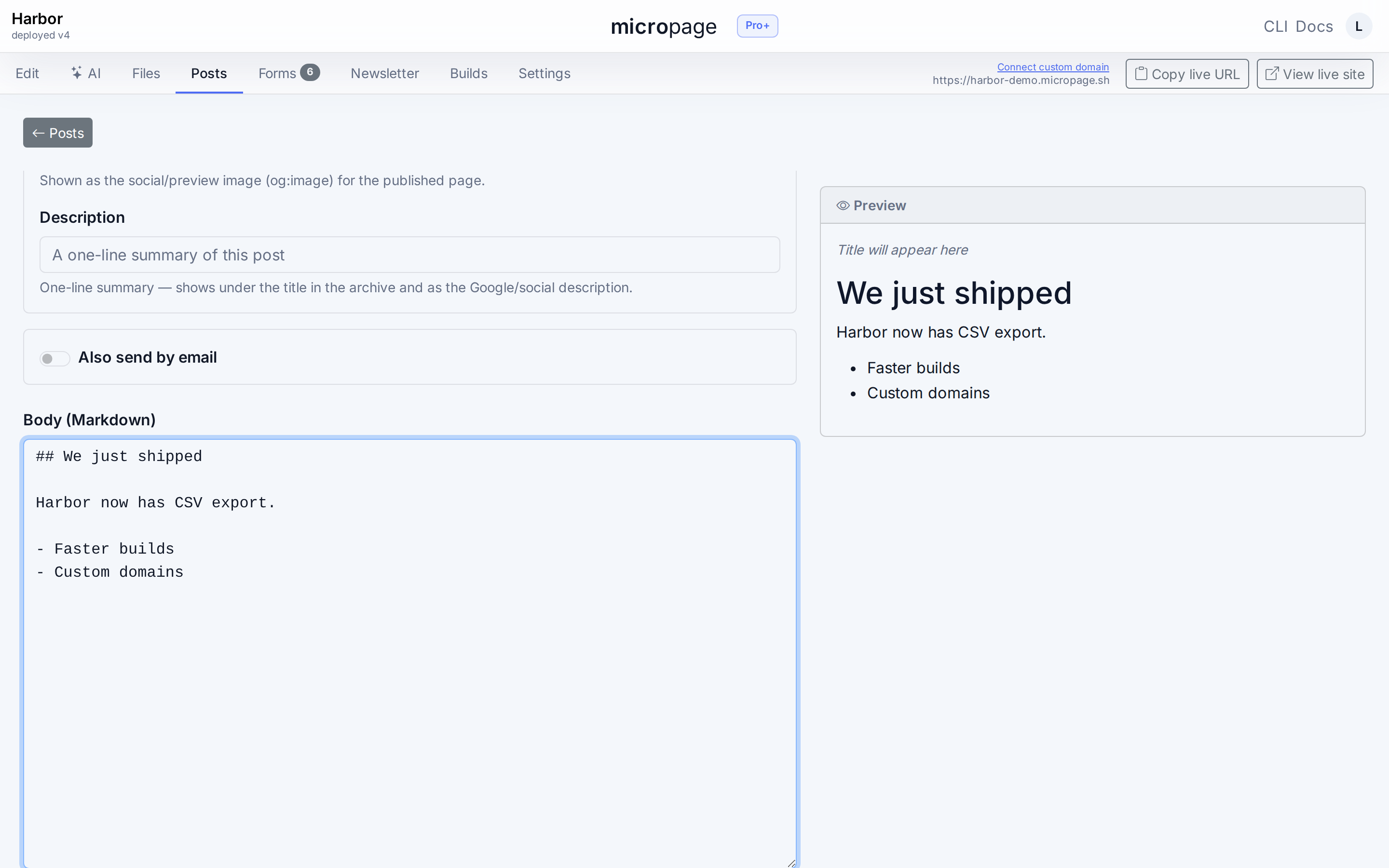Newsletter broadcasts composer