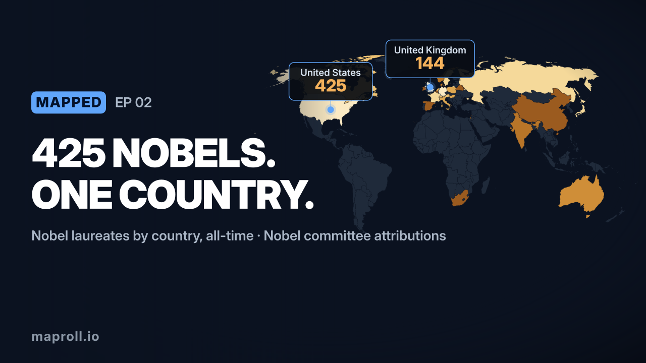 A century of Nobel Prizes, mapped